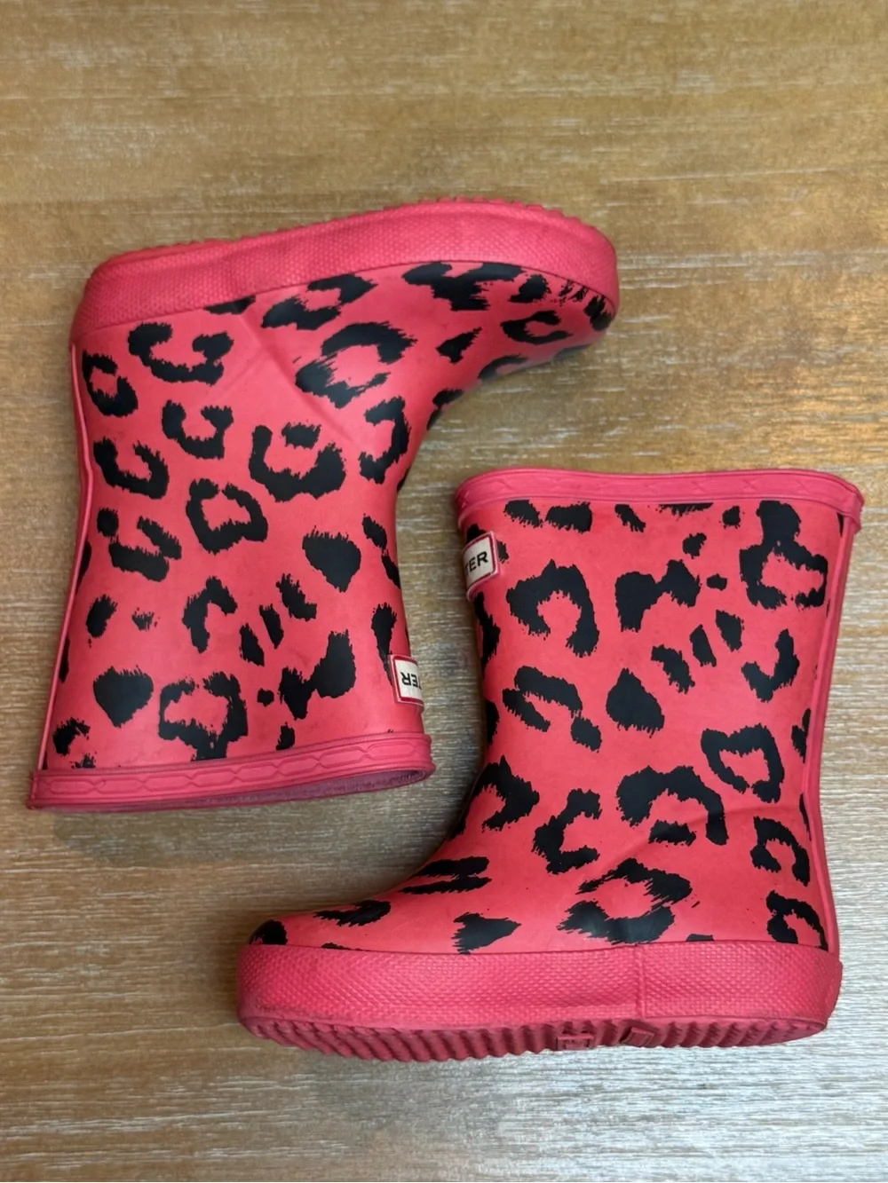 Hunter Kids First Classic Rain Boots Hybrid Print in Arcade Pink Waterproof Sz 7